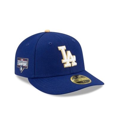 Blue Los Angeles Dodgers Hat - New Era MLB Gold Collection Low Profile 59FIFTY Fitted Caps USA9410782